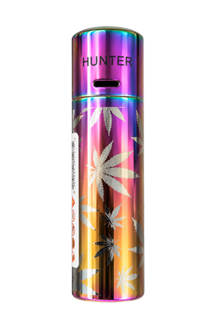 Hunter Tek Torch Pürmüz Renkli Yaprak Desenli Metal Puro Çakmağı
