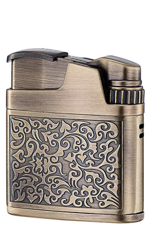 Jobon Tek Torch Pürmüz Bronz Metal İşlemeli Puro Çakmağı