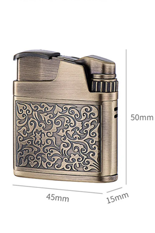 Jobon Tek Torch Pürmüz Bronz Metal İşlemeli Puro Çakmağı