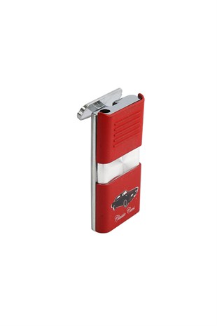 Jobon Tek Torch Pürmüz Kırmızı-Gümüş Araba Desenli Puro Çakmağı