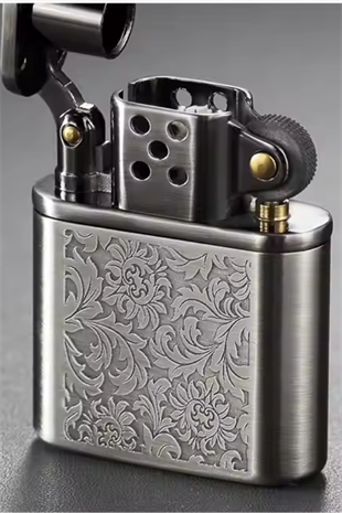 Jobon Tek Torch Pürmüz Gunmetal Metal İşlemeli Puro Çakmağı