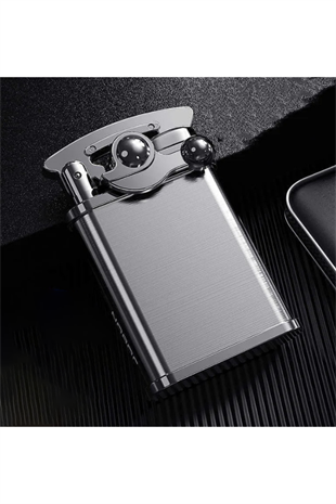 Jobon Tek Torch Pürmüz Fırçalı Gümüş Metal Puro Çakmağı