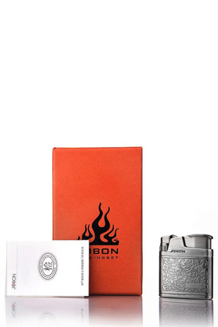 Jobon Tek Torch Pürmüz Gunmetal Metal İşlemeli Puro Çakmağı