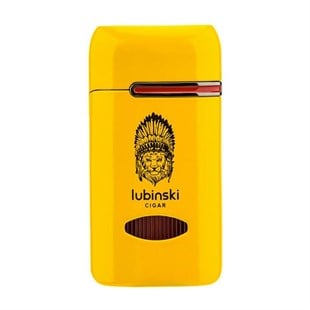 Lubinski Lion Kapaklı Delicili Tek Torch Puro Çakmağı Sarı