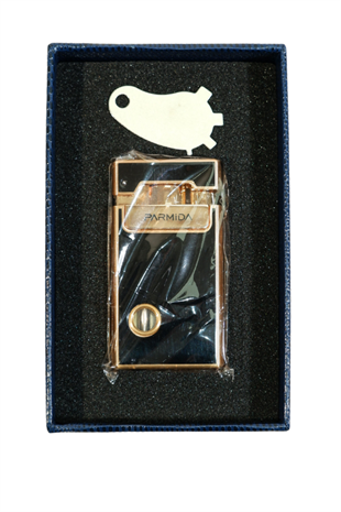 Parmida Tek Torch Pürmüz Soft Flame Özellikli Siyah-Gold Metal Puro Çakmağı