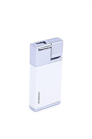 Parmida Tek Torch Beyaz Gümüş Metal Puro Çakmağı