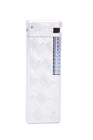 Parmida Gümüş Düz İşlemeli Soft Flame Metal Çakmak