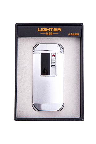 Parmida Gümüş Multifonksiyonel Çakmak (Tek Torch Pürmüz Puro Çakmağı, Elektrikli Çakmak, Powerbank, El Feneri)