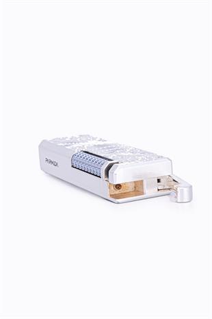 Parmida Gümüş Desenli Soft Flame Metal Çakmak