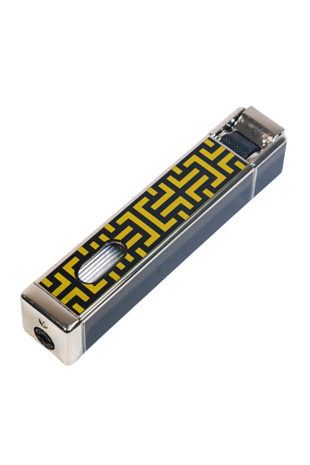 Parmida Tek Torch Pürmüz Siyah-Sarı Desenli Metal Puro Çakmağı