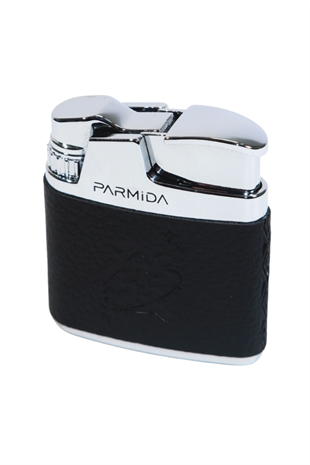 Parmida Tek Torch Pürmüz Japon Yazılı Deri Kaplama Siyah Metal Puro Çakmağı