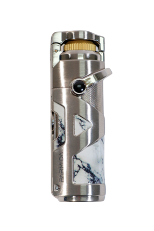 Parmida Tek Torch Pürmüz Gümüş Mermer Desenli Metal Puro Çakmağı