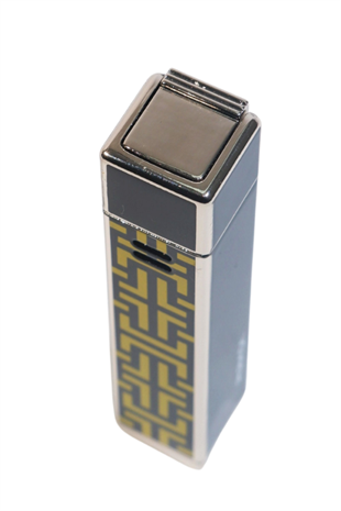 Parmida Tek Torch Pürmüz Siyah-Sarı Desenli Metal Puro Çakmağı