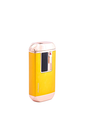 Parmida Sarı-Gold Multifonksiyonel Çakmak (Tek Torch Pürmüz Puro Çakmağı, Elektrikli Çakmak, Powerbank, El Feneri)