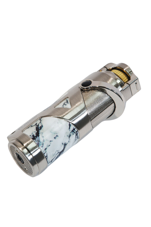 Parmida Tek Torch Pürmüz Gümüş Mermer Desenli Metal Puro Çakmağı