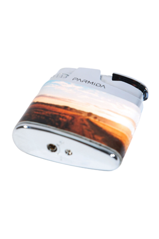 Parmida Tek Torch Pürmüz Çöl Desenli Gümüş Metal Puro Çakmağı