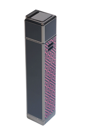 Parmida Tek Torch Pürmüz Gunmetal-Kırmızı Desenli Metal Puro Çakmağı