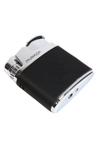 Parmida Tek Torch Pürmüz Japon Yazılı Deri Kaplama Siyah Metal Puro Çakmağı