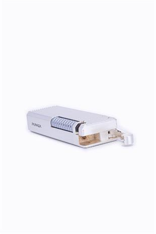 Parmida Gümüş Düz İşlemeli Soft Flame Metal Çakmak
