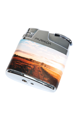 Parmida Tek Torch Pürmüz Çöl Desenli Gümüş Metal Puro Çakmağı