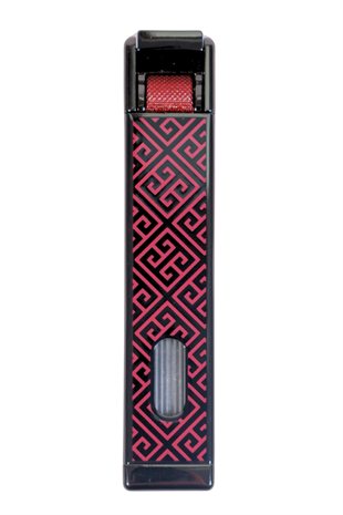 Parmida Tek Torch Pürmüz Gunmetal-Kırmızı Desenli Metal Puro Çakmağı