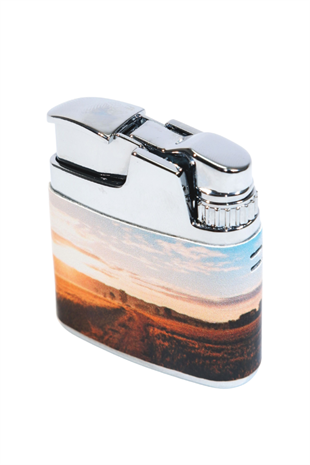 Parmida Tek Torch Pürmüz Çöl Desenli Gümüş Metal Puro Çakmağı