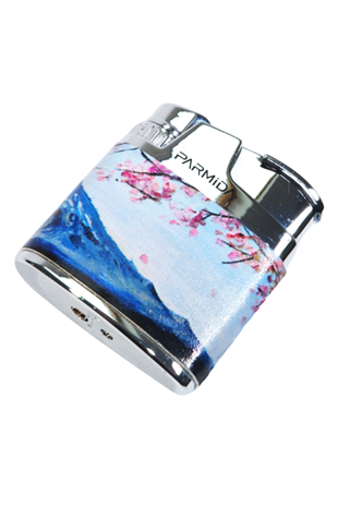 Parmida Tek Torch Pürmüz Sakura Desenli Çok Renkli Metal Puro Çakmağı