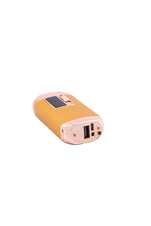 Parmida Sarı-Gold Multifonksiyonel Çakmak (Tek Torch Pürmüz Puro Çakmağı, Elektrikli Çakmak, Powerbank, El Feneri)