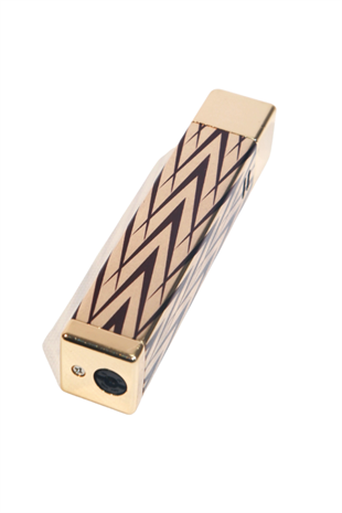 Parmida Tek Torch Pürmüz Gold-Siyah Desenli Metal Puro Çakmağı