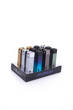 Parmida Tek Torch Pürmüz Gunmetal İşlemeli Metal Puro Çakmağı