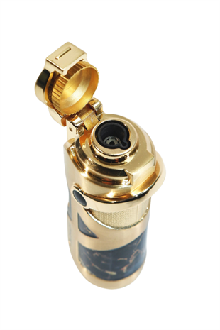 Parmida Tek Torch Pürmüz Gold Desenli Metal Puro Çakmağı