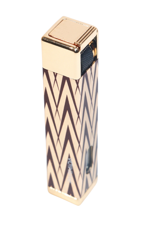 Parmida Tek Torch Pürmüz Gold-Siyah Desenli Metal Puro Çakmağı