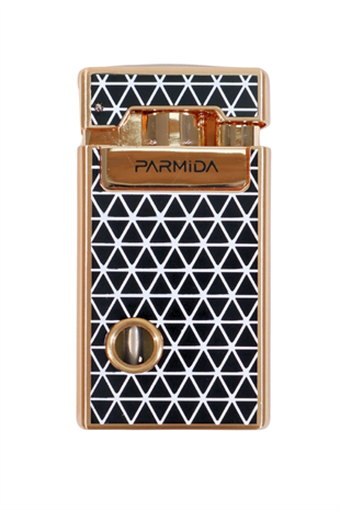 Parmida Tek Torch Pürmüz Soft Flame Özellikli Gold Siyah-Beyaz Mozaik Desenli Metal Puro Çakmağı