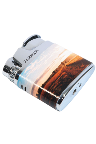 Parmida Tek Torch Pürmüz Çöl Desenli Gümüş Metal Puro Çakmağı