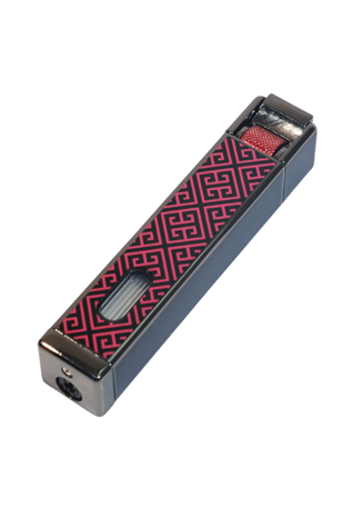 Parmida Tek Torch Pürmüz Gunmetal-Kırmızı Desenli Metal Puro Çakmağı