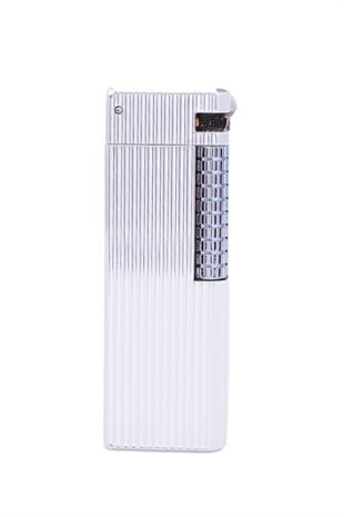 Parmida Gümüş Düz İşlemeli Soft Flame Metal Çakmak