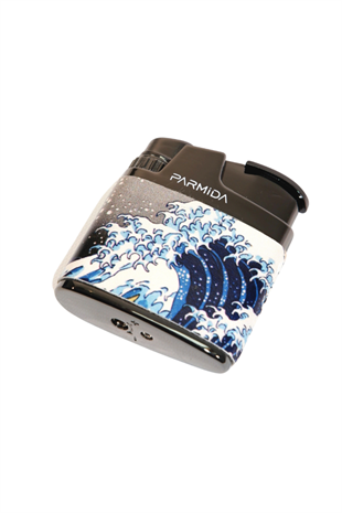 Parmida Tek Torch Pürmüz Deniz Desenli Çok Renkli Metal Puro Çakmağı