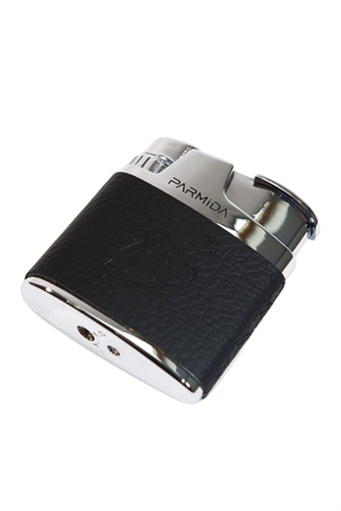 Parmida Tek Torch Pürmüz Japon Yazılı Deri Kaplama Siyah Metal Puro Çakmağı