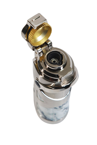 Parmida Tek Torch Pürmüz Gümüş Mermer Desenli Metal Puro Çakmağı