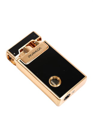 Parmida Tek Torch Pürmüz Soft Flame Özellikli Siyah-Gold Metal Puro Çakmağı