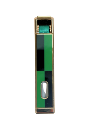 Parmida Tek Torch Pürmüz Siyah-Yeşil Dama Desenli Metal Puro Çakmağı