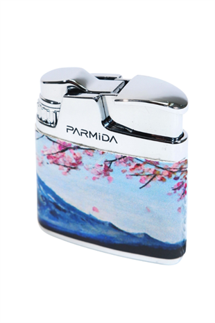 Parmida Tek Torch Pürmüz Sakura Desenli Çok Renkli Metal Puro Çakmağı