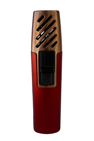 PremiumQuality Kırmızı-Bronz Tek Torch Pürmüz Metal Puro Çakmağı