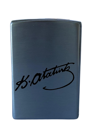 PremiumQuality Tek Torch Pürmüz Gümüş Atatürk İmzalı Metal Puro Çakmağı