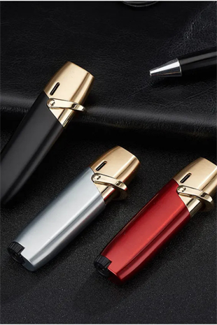 PremiumQuality Tek Torch Pürmüz Kırmızı Metal Puro Çakmağı