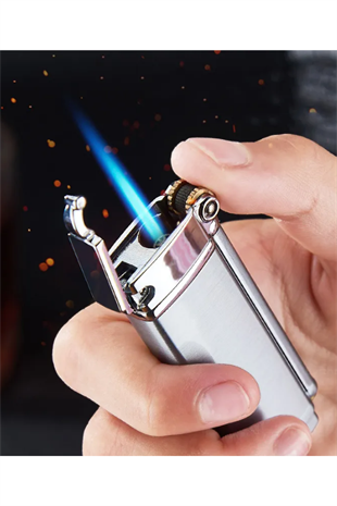 PremiumQuality Gümüş Tek Torch Pürmüz Metal Puro Çakmağı