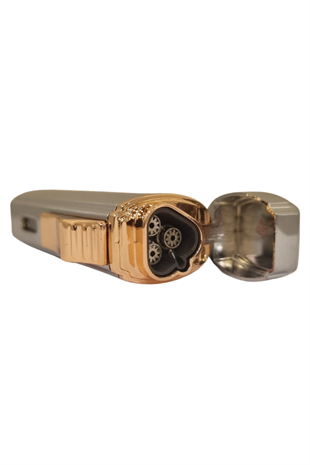 PremiumQuality Gümüş Üç Torch Pürmüz Metal Puro Çakmağı