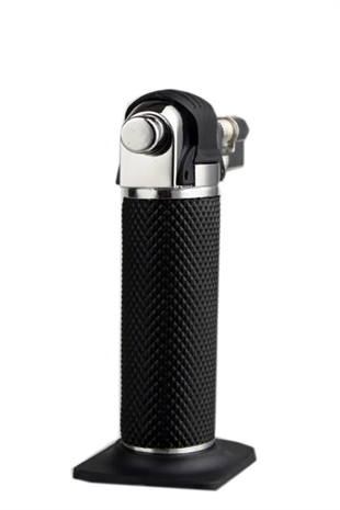 PremiumQuality Tek Torch Pürmüz Siyah Gümüş Metal Masa Tipi Puro Çakmağı