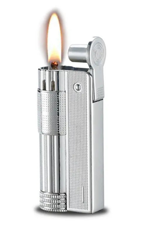 PremiumQuality Tek Alevli Gümüş Metal Muhtar Çakmağı