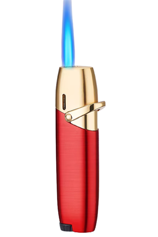 PremiumQuality Tek Torch Pürmüz Kırmızı Metal Puro Çakmağı